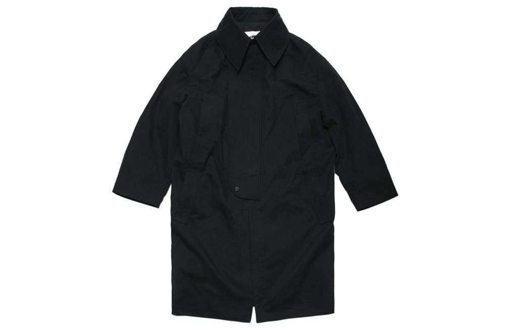 Over-Fit Double Placket Long Coat (black)