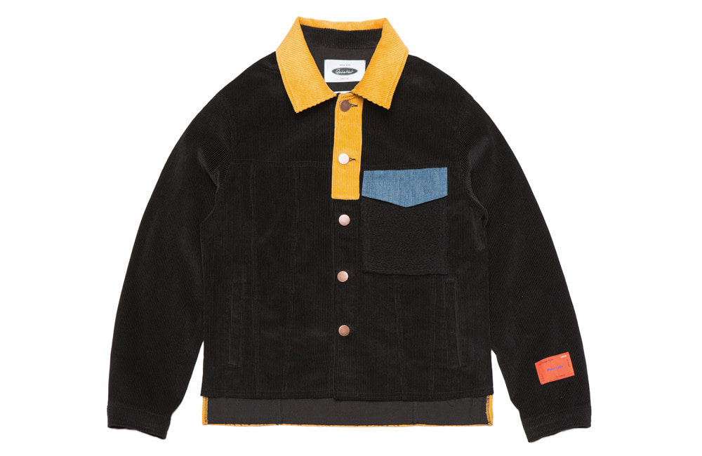 Fabric Mix Trucker Jacket (black)