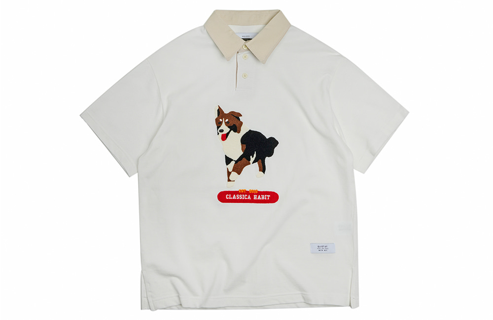 Border Collie Rugby Collar-Tee (white)