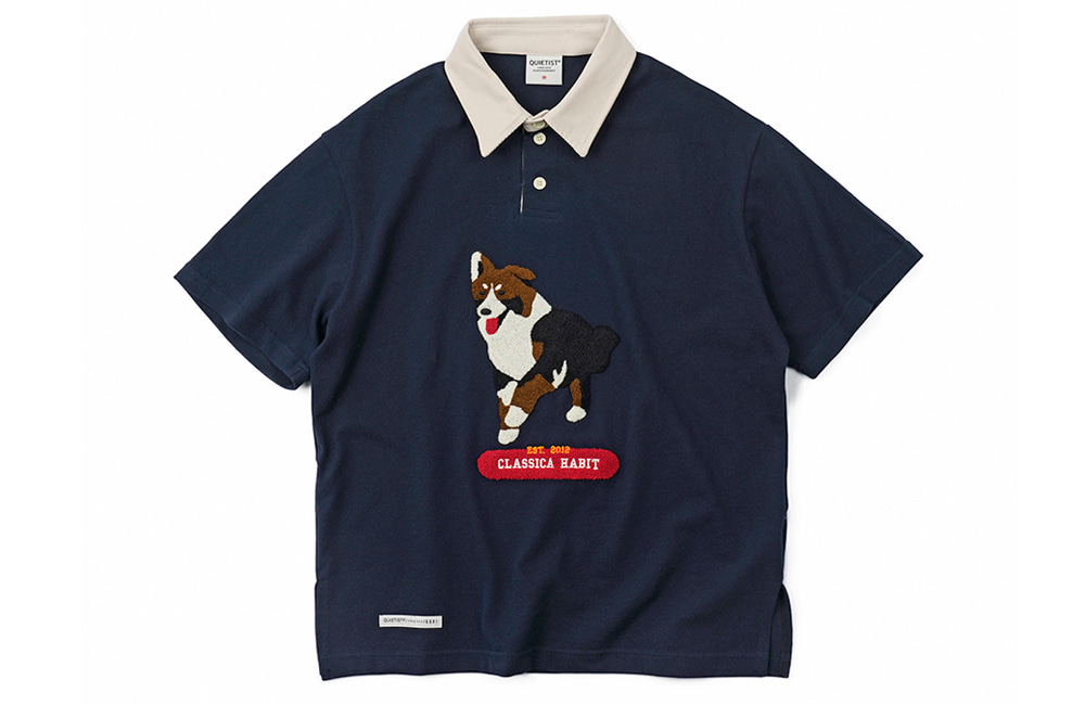 Border Collie Rugby Collar-Tee (navy)