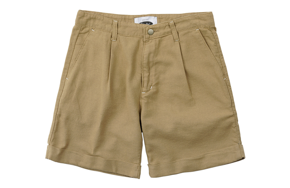 Jungle Cotton One-tuck Shorts (beige)