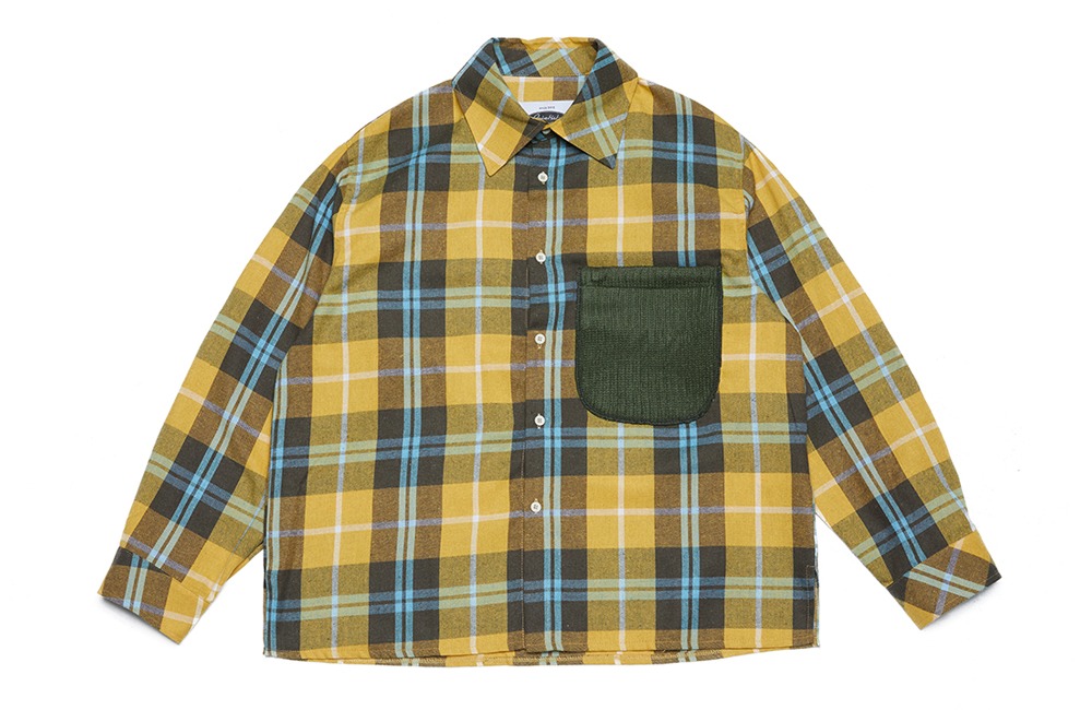 Knit Pocket Check Shirts (yellow)